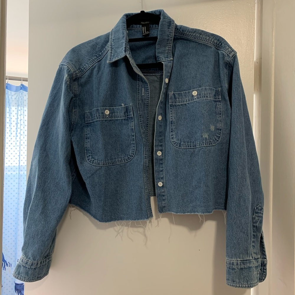 Forever 21 Blue Denim Crop Top